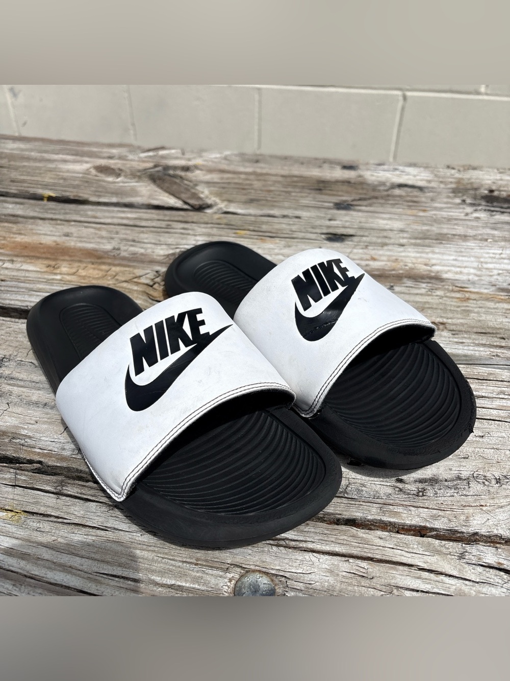 Nike Black and White Slides